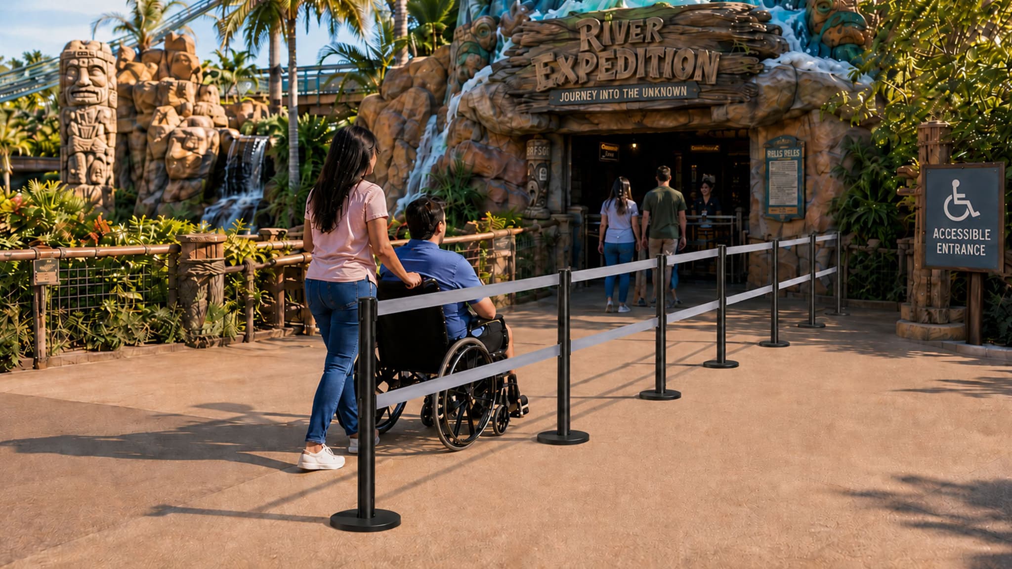 ada stanchions ride line accessibility