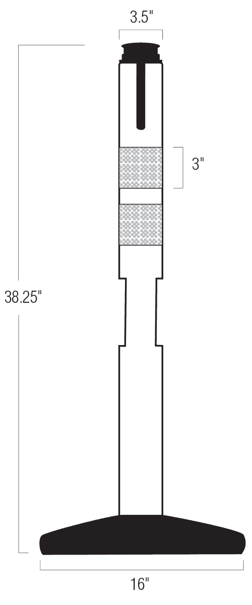 Heavy Base Delineator drawing with DIMs