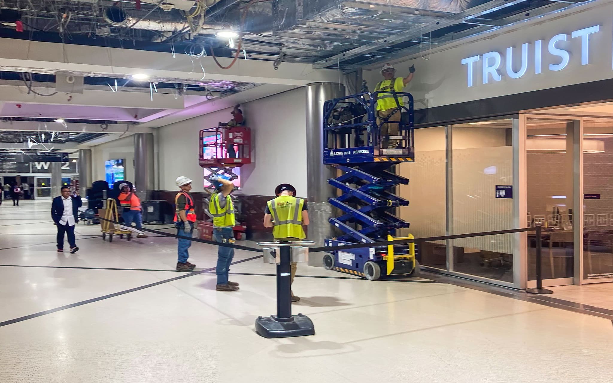 JetTrac mobile belt barriers cordon off a construction area inside Hartsfield-Jackson Atlanta International Airport.