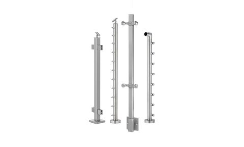 Prefabricated railing posts for glass, cable, and cross bar