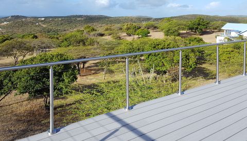 Cable railing system as a guardrail on an open deck